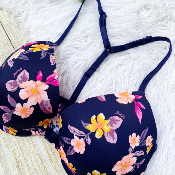 Pink Victoria’s Secret Floral Racerback Push-Up Bra - Picture 3 of 5
